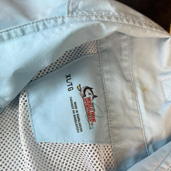 World Wide Sportsman Men's Fishing Shirt XL Long Sleeve Solid Blue Pockets Fish - Picture 3 of 13